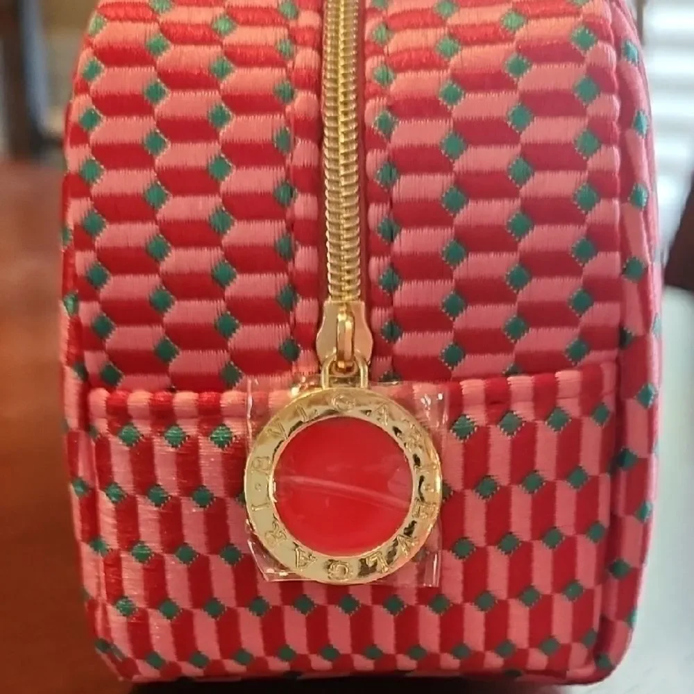 Bvlgari Red and Green Woven Bag